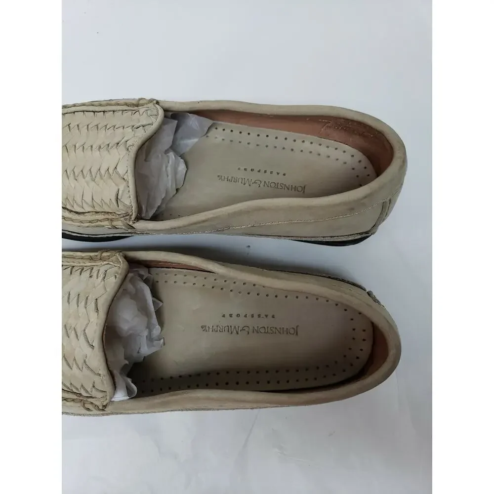 Johnston & Murphy Men's Size 11 M Beige Woven Leather Loafers